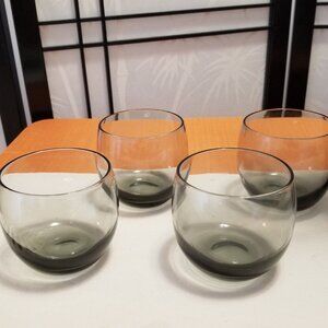 60's MCM Whiskey Glasses - 9 oz. Smoke Etched Glass - Set of 4 - EUC